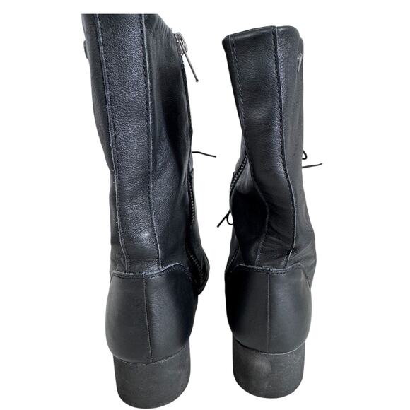 "VOLCOM" Lace Mid Calf Combat Boot Witchy Goth Grunge Vintage Y2K Leather Zipper - Picture 3 of 11